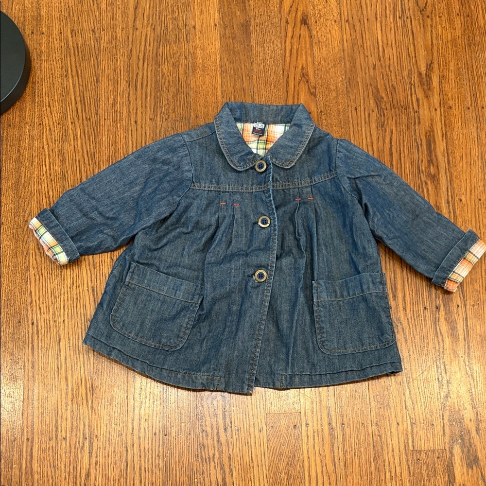 Zara Girls Denim Jacket with Plaid Flannel lining - 24 -‎ 36 months